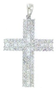 Diamond Cross Pendant 18K White Gold 1.32cts. DP13026-B - Click Image to Close