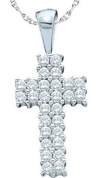 Ladies Diamond Cross Pendant 14K White Gold 0.25 cts. GD-19711