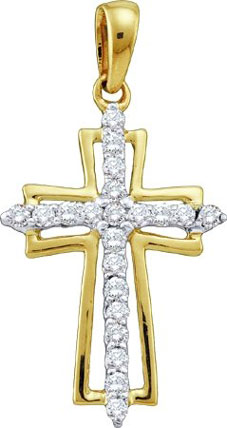 Diamond Cross Pendant 10K Yellow Gold 0.24 cts. GD-48793