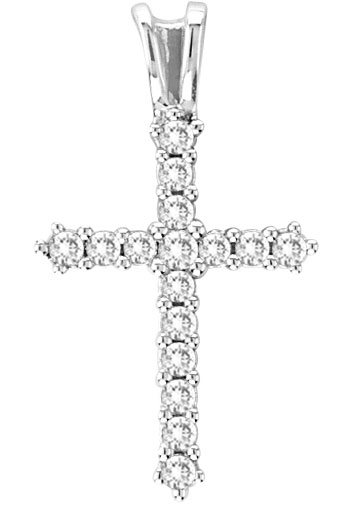 Diamond Cross Pendant 10K White Gold 0.25 cts. GS-21158