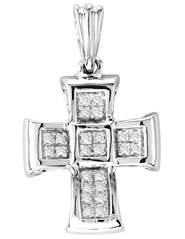Diamond Cross Pendant 10K White Gold 0.06 cts. GS-21736 - Click Image to Close