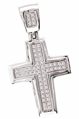 Men's Diamond Cross Pendant 10K White Gold 0.25 cts. GS-22323