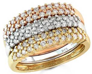 Ladies Diamond Bands 14K Tri Color Gold 1.00 cts. S12-5 - Click Image to Close
