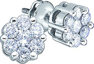 10K White Gold Diamond Cluster Earrings GD-45820