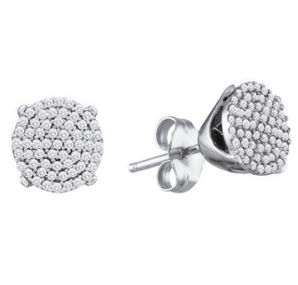 10K White Gold Diamond Cluster Earrings GD-80155