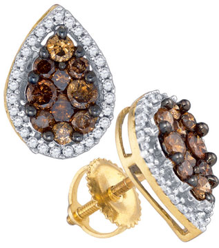 Champagne Diamond Earrings 10K Yellow Gold 1.00 ct. GD-77578