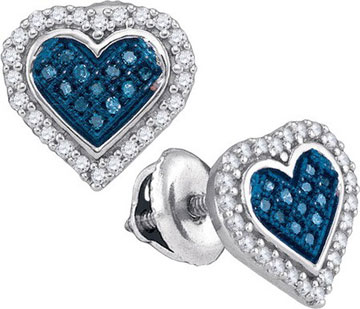 Blue Diamond Heart Earrings 10K White Gold 0.25 cts. GD-88747