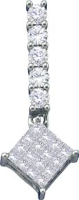 Diamond Cluster Pendant 14K White Gold 0.50 cts. GD-14139 - Click Image to Close