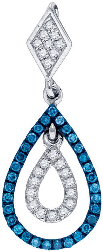 Blue Diamond Fashion Pendant 10K White Gold 0.18 cts. GD-84120 - Click Image to Close