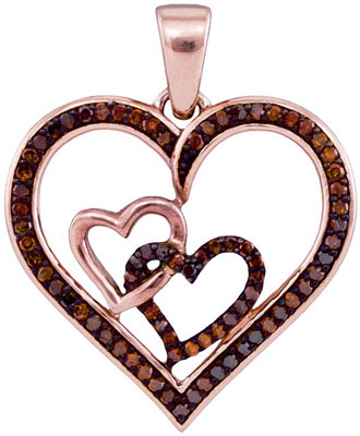 Red Diamond Heart Pendant 10K Rose Gold 0.25 cts. GD-93540 - Click Image to Close