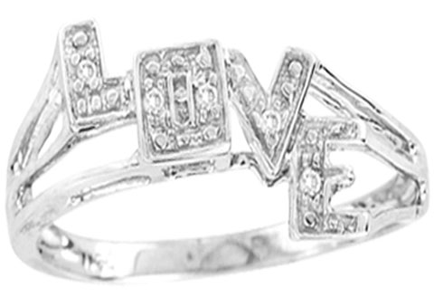 Diamond Love Fashion Ring 10K White Gold 0.03 cts. CL-3714