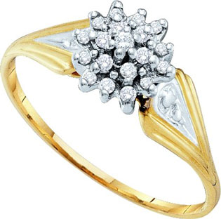 Diamond Cocktail Ring 10K Yellow Gold 0.10 cts. GD-10222 - Click Image to Close