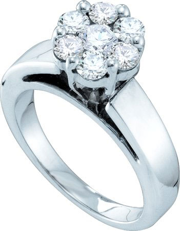 Ladies Diamond Cluster Ring 14K White Gold 1.00 ct. GD-18678