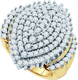 Diamond Cocktail Ring 10K Yellow Gold 2.00 ct. GD-21634 - Click Image to Close