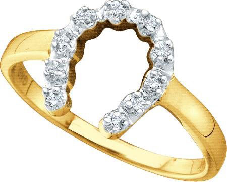 Ladies Diamond Horse Shoe Ring 10K Yellow Gold 0.05 cts. GD-29430