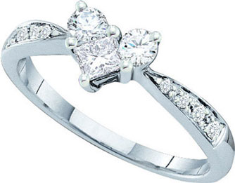Ladies Diamond Heart Ring 14K White Gold 0.54 cts. GD-39101