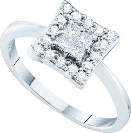 Diamond Square Fashion Ring 14K White Gold 0.38 cts. GD-39518