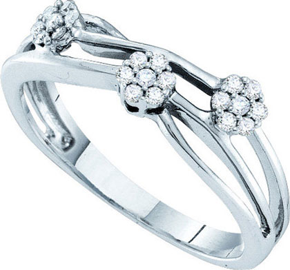 Ladies Diamond Cluster Ring 14K White Gold 0.15 cts. GD-39814 - Click Image to Close