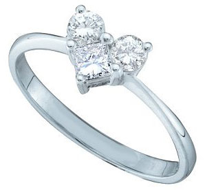 Ladies Diamond Heart Ring 14K White Gold 0.52 cts. GD-39946