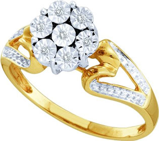 Diamond Cocktail Ring 10K Yellow Gold 0.04 cts. GD-45966 - Click Image to Close
