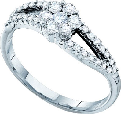 Ladies Diamond Flower Ring 14K White Gold 0.54 cts. GD-53033