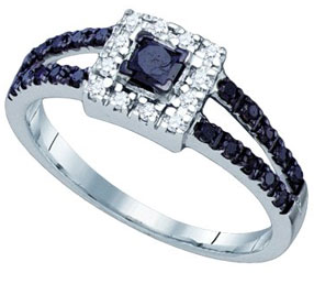 Black Diamond Bridal Ring 10K White Gold 0.58 cts. GD-65259