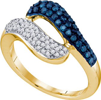 Blue Diamond Fashion Ring 10K Yellow Gold 0.50 cts. GD-65826 - Click Image to Close
