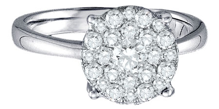 Ladies Diamond Fashion Ring 14K White Gold GD-67053