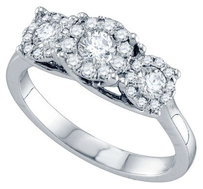 Ladies Diamond Cluster Ring 14K White Gold 0.67 cts. GD-69606 - Click Image to Close