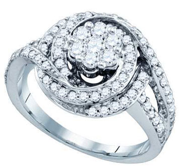Ladies Diamond Flower Ring 10K White Gold 1.04 cts. GD-71578