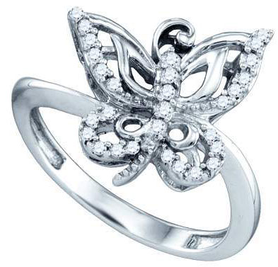 Diamond Butterfly Fashion Ring 10K White Gold 0.20 cts. GD-71850
