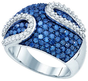 Ladies Blue Diamond Ring 10K White Gold 2.00 ct. GD-72300
