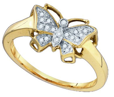 Ladies Diamond Butterfly Ring 10K Yellow Gold 0.07 cts. GD-75826