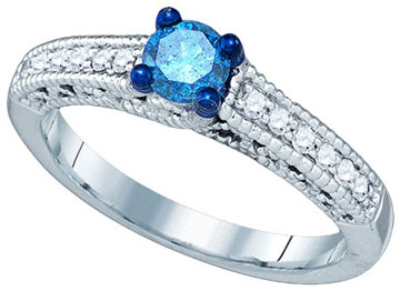 Blue Diamond Fashion Ring 10K White Gold 0.53 cts. GD-79193 - Click Image to Close