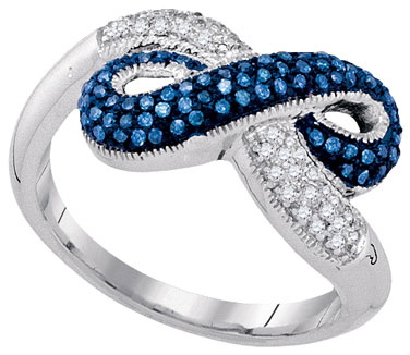Blue Diamond Infinity Ring 10K White Gold 0.36 cts. GD-89191 - Click Image to Close