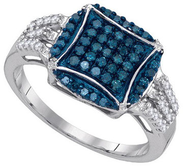 Blue Diamond Fashion Ring 10K White Gold 0.45 cts. GD-89478 - Click Image to Close