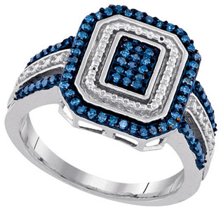 Blue Diamond Fashion Ring 10K White Gold 0.33 cts. GD-90369 - Click Image to Close