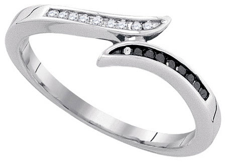 Black Diamond Bridal Ring 10K White Gold 0.11 cts. GD-90477 - Click Image to Close