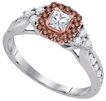 Cognac Diamond Bridal Ring 14K White Gold 0.63 cts. GD-91633 - Click Image to Close