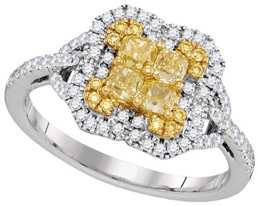 Yellow Diamond Fashion Ring 18K White Gold 0.98 cts. GD-96973