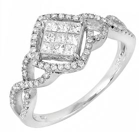Ladies Diamond Fashion Ring 14K White Gold 0.70 cts. JRX-10R1310
