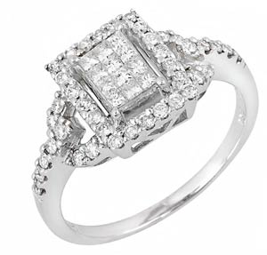 Ladies Diamond Fashion Ring 14K White Gold 0.80 cts. JRX-10R1339