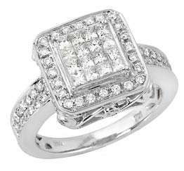 Ladies Diamond Fashion Ring 14K White Gold 1.17 cts. JRX-8R1094