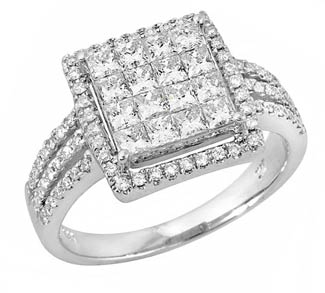 Ladies Diamond Fashion Ring 14K White Gold 1.50 cts. JRX-9R1200