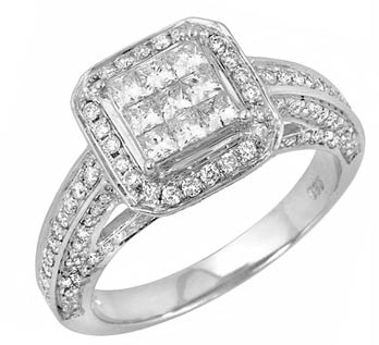 Ladies Diamond Fashion Ring 14K White Gold 1.35 cts. JRX-9R1201