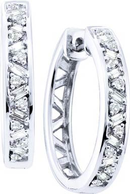 Diamond Hoop Earrings 14K White Gold 0.50 cts. GD-48428 - Click Image to Close