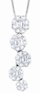 Diamond Cluster Journey Pendant 14K White Gold 1.35 cts. S30-2 - Click Image to Close