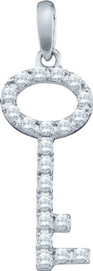 Diamond Key Pendant 10K White Gold 0.27 cts. GD-60214 - Click Image to Close