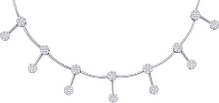 Diamond Flower Necklace 14K White Gold 3.00 ct. GD-14277