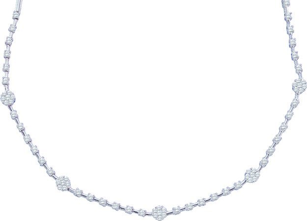 Diamond Flower Necklace 14K White Gold 1.88 cts. GD-15105